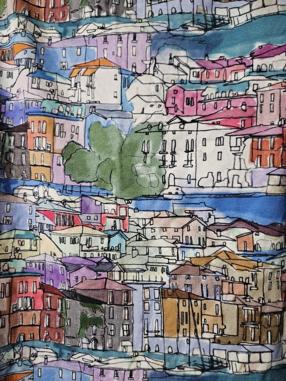 Peck & Peck Multicolor Cityscape Print Long Sleeve Top - Picture 4 of 4